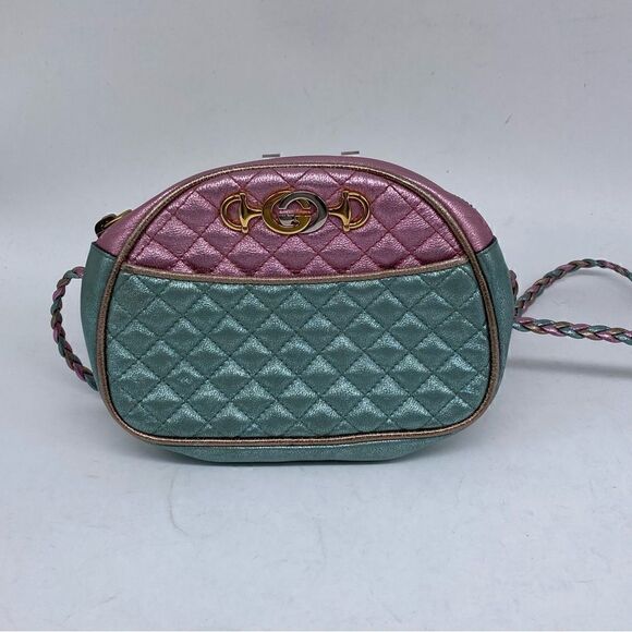 Gucci Women’s Quilted Laminated Calf Skin Multi Color Mini Crossbody Purse - Picture 1 of 6